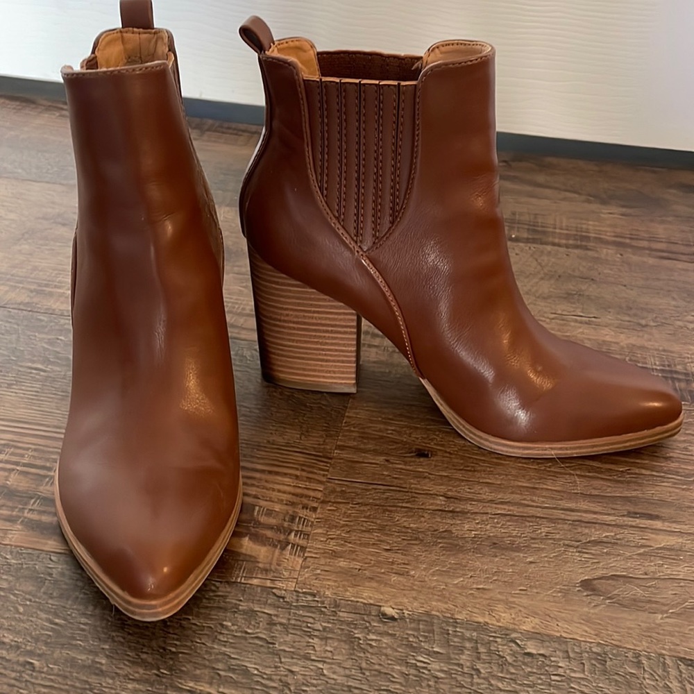 Brown Faux Leather Booties